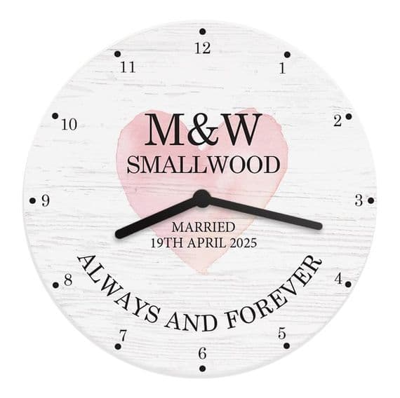 Personalised Couples Wooden Heart Clock