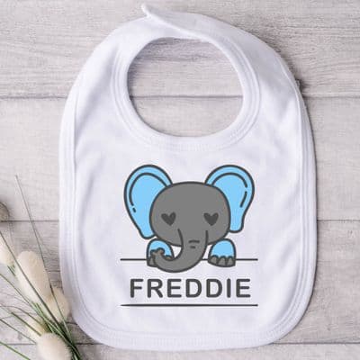Personalised Cute Elephant Baby Bib