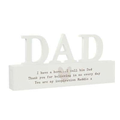 Personalised Dad Free Text Heart Wooden Ornament