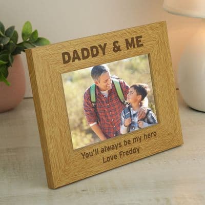 Personalised Daddy & Me Oak Finish Photo Frame