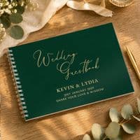 Personalised Dark Green Wedding Guest Book