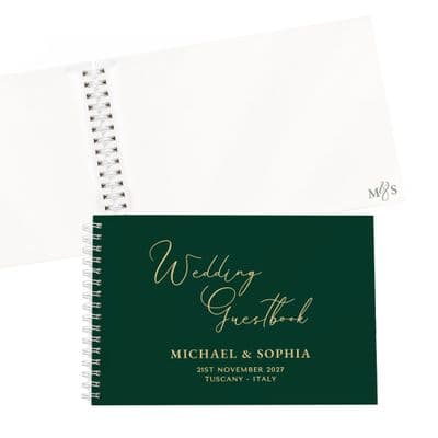 Personalised Dark Green Wedding Guest Book