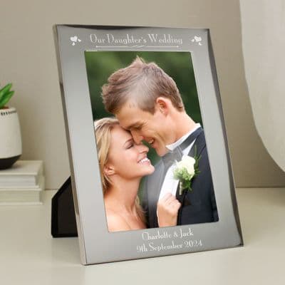 Personalised Decorative Our Daughter's Wedding Silver Photo Frame