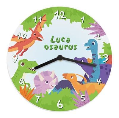 Personalised Dinosaur Wooden Wall Clock