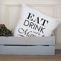 Personalised Eat Drink And Be Married Couples Cushion Cover
