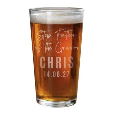 Personalised Elegant Wedding Pint Glass