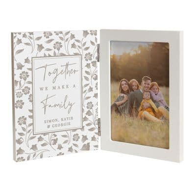 Personalised Family Floral Wooden Hinged Photo Frame