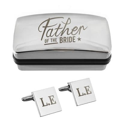 Personalised Father of the Bride Wedding Cufflinks and Box Set