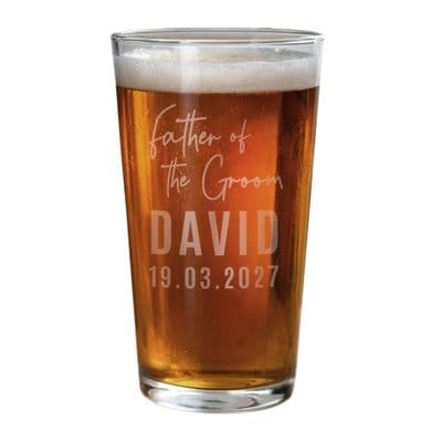 Personalised Father Of The Groom Elegant Pint Glass