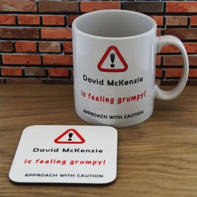 Personalised Feeling Grumpy Mug & Coaster Set