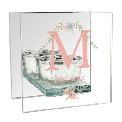 Personalised Floral Bouquet Mirrored Tea Light Holder