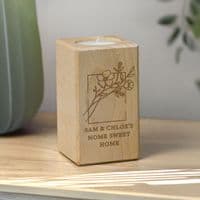 Personalised Floral Bouquet Wooden Tealight Holder