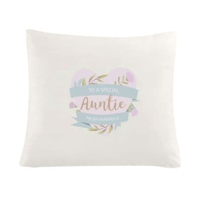 Personalised Floral Heart Cream Cushion