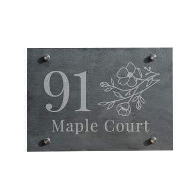 Personalised Floral House Slate Sign