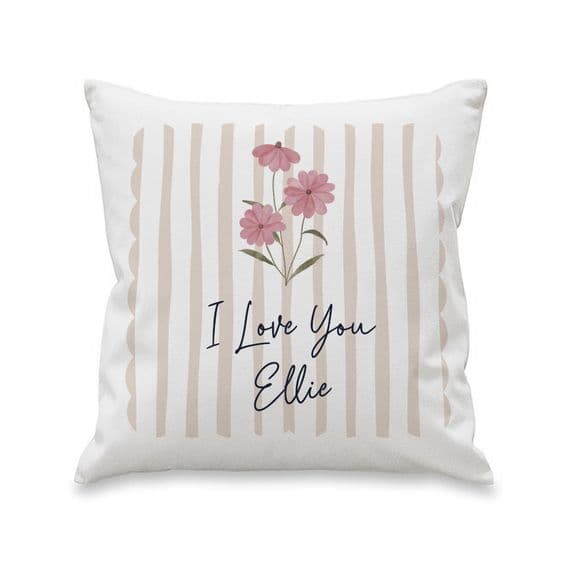 Personalised Floral Stripe Cushion