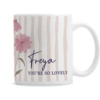 Personalised Floral Stripe Mug