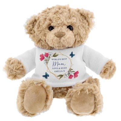 Personalised Floral T Shirt Teddy Bear