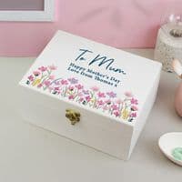 Personalised Floral Wooden Keepsake Box