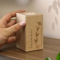 Personalised Floral Wooden Tealight