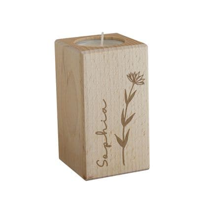 Personalised Floral Wooden Tealight