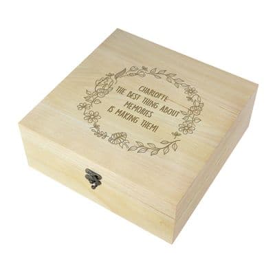 Personalised Floral Wreath Wooden Keepsake Box