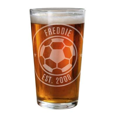 Personalised Football Emblem Pint Glass