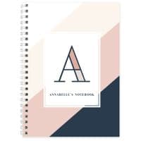 Personalised Free Text Navy & Blush A5 Notebook