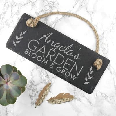 Personalised Garden Hanging Slate Plaque