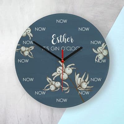 Personalised Gin O Clock Glass Clock Large