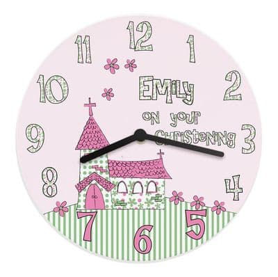 Personalised Girl's Church Christening Clock