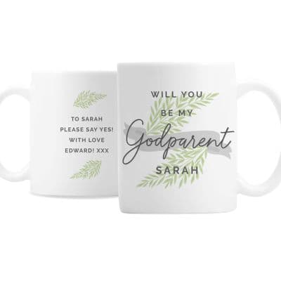 Personalised Godparent Mug Leaf Design