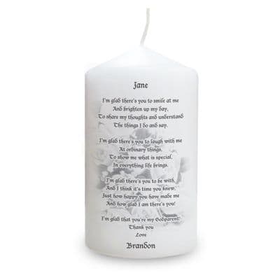 Personalised Godparents Pillar Candle