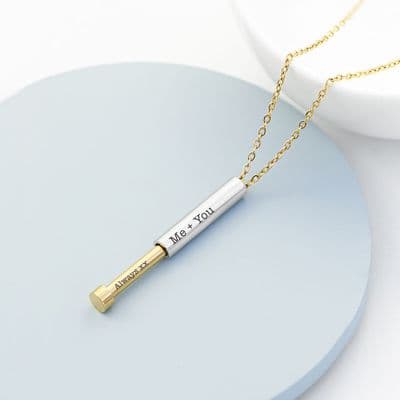 Personalised Gold And Silver Hidden Message Capsule Necklace