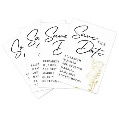 Personalised Gold Floral 36 Save The Date Cards
