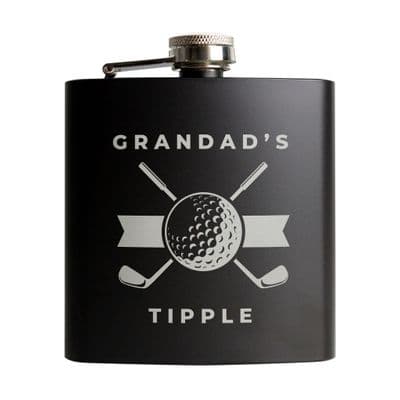 Personalised Golfing Black Hip Flask