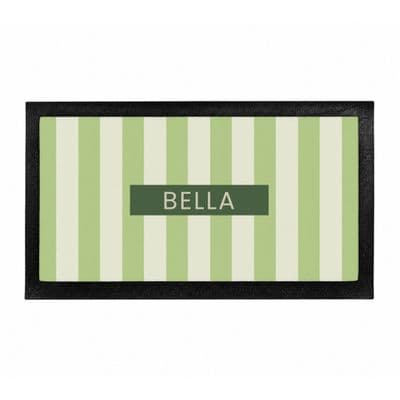 Personalised Green Stripe Pet Bowl Mat