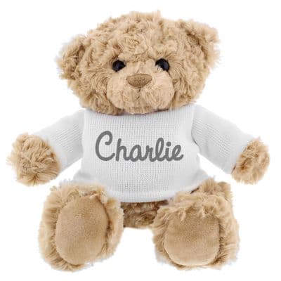 Personalised Grey Name Teddy Bear
