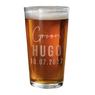 Personalised Groom Elegant Pint Glass