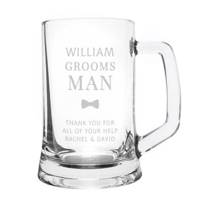 Personalised Groomsman Pint Stern Glass Tankard