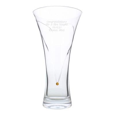 Personalised Hand Cut Gold Diamond Effect Heart Vase