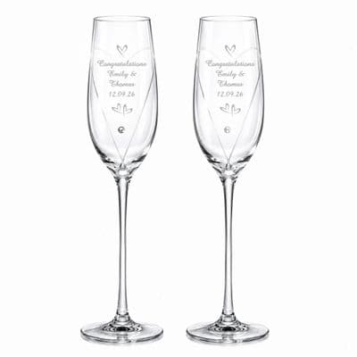Personalised Hand Cut Little Hearts Flutes Set