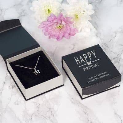 Personalised Happy Birthday Boxed Sterling Silver Butterfly Pendant