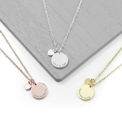 Personalised Heart And Disc Necklace