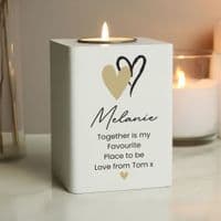 Personalised Hearts Tea Light Holder