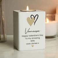 Personalised Hearts Tea Light Holder