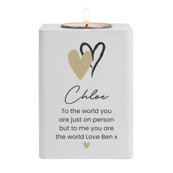 Personalised Hearts Tea Light Holder