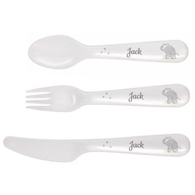 Personalised Hessian Elephant Cutlery Set