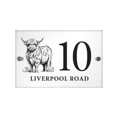 Personalised Highland Cow Acrylic House Sign