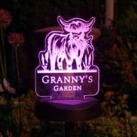 Personalised Highland Cow Garden Solar Light