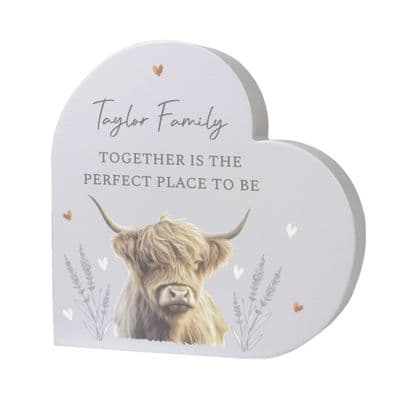 Personalised Highland Cow Heart Ornament